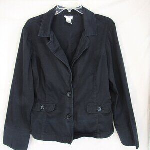 Fashion Bug Stretch Women's 2 Button w/Pockets Wide Cuff Black Blazer Size XL
